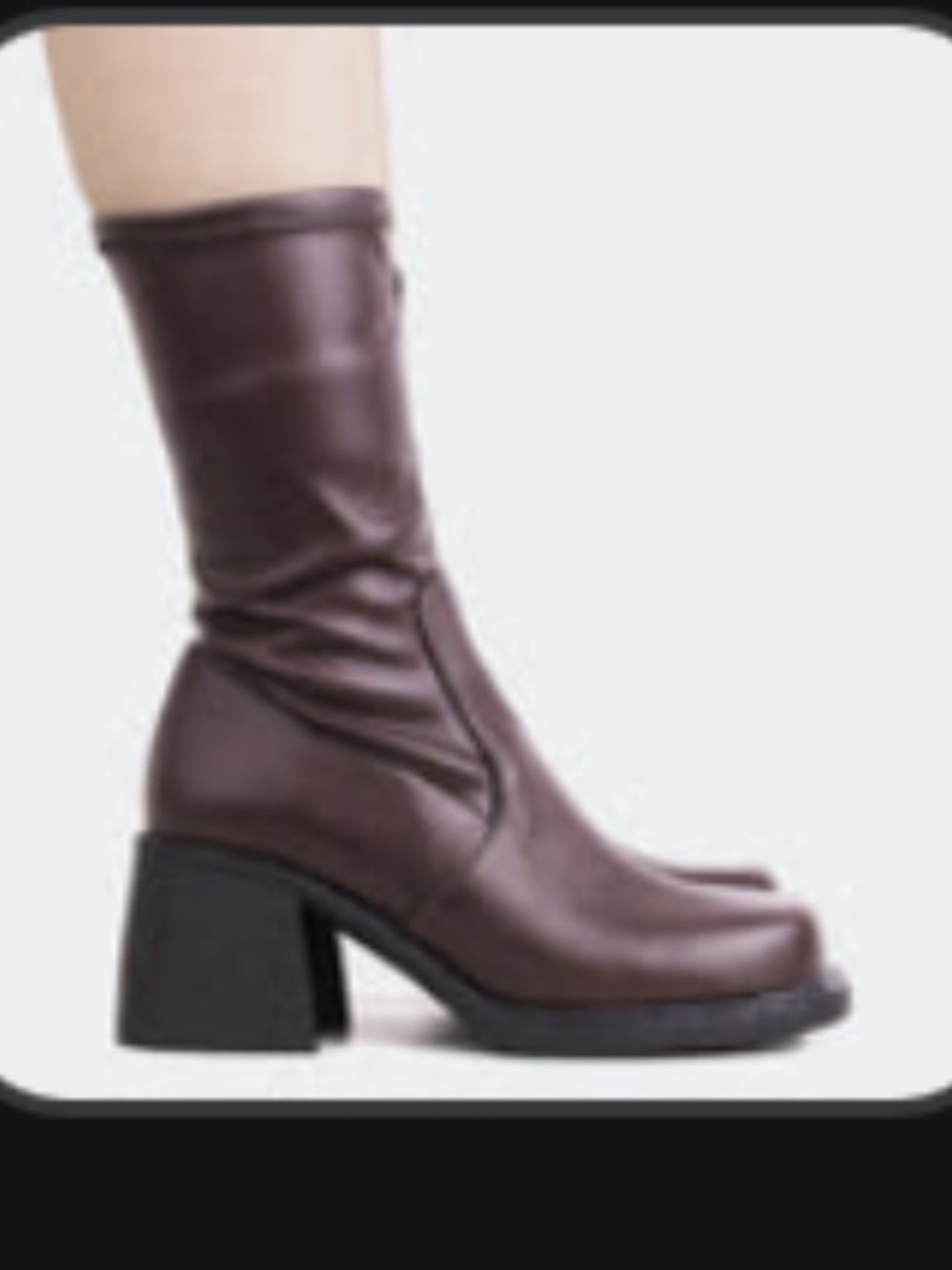 L'intervalle Baptiste Chocolate Brown Stretch Chunky Heeled Boots size 38 ankle